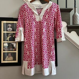 Jude Connolly Pink & White Tunic Dress sz XS EUC
